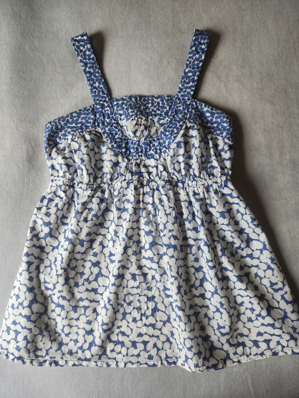 Blue and White Printed Babydoll  Top